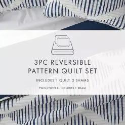 Kirklands Home Quilts|Navy Diamond Line Reversible 2-pc. Twin Quilt Set