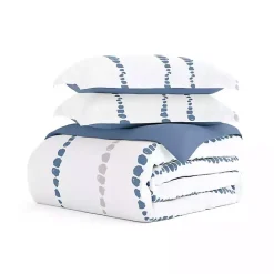 Kirklands Home Duvets|Navy Dots Reversible 3-pc. Queen Duvet Cover Set
