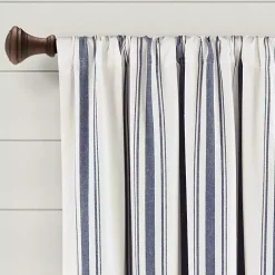 Kirklands Home Curtains & Drapes|Navy Farmhouse Stripe Curtain Panels, Set of 2