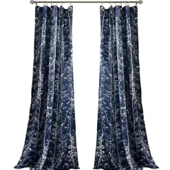 Kirklands Home Curtains & Drapes|Navy Forest Curtain Panel Set, 95 in. Blue