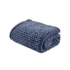 Outlet Navy Hand Made Chunky Double Knit Throw Blanket Blankets & Throws