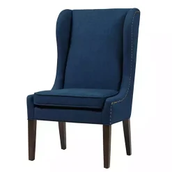 Kirklands Home Dining Chairs|Navy High Wingback Nailhead Trim Dining Chair Blue