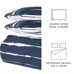 Kirklands Home Quilts|Navy Linear Reversible 3-pc. Queen Quilt Set