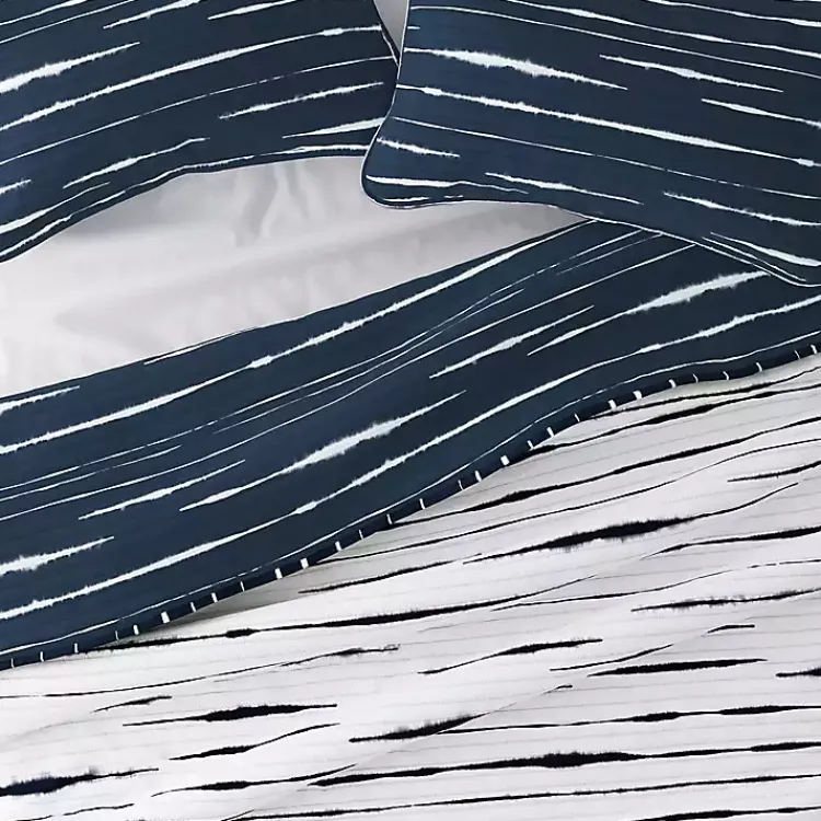 Kirklands Home Quilts|Navy Linear Reversible 3-pc. King Quilt Set