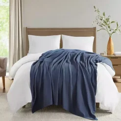Discount Navy Liquid Cotton King Blanket Blankets & Throws