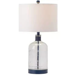 Kirklands Home Table Lamps|Navy Metal and Glass Jar Table Lamp White