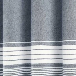 Kirklands Home Shower Curtains|Navy Nantucket Tassel Fringe Shower Curtain Blue