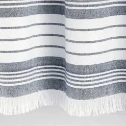 Kirklands Home Shower Curtains|Navy Nantucket Tassel Fringe Shower Curtain Blue