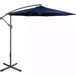 Kirklands Home Outdoor Accent Furniture|Navy Offset Hand Crank Outdoor Umbrella