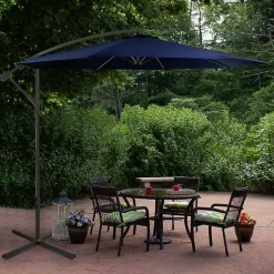 Kirklands Home Outdoor Accent Furniture|Navy Offset Hand Crank Outdoor Umbrella