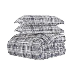Kirklands Home Duvets|Navy Plaid Polka Dot 2-pc. Twin Duvet Cover Set