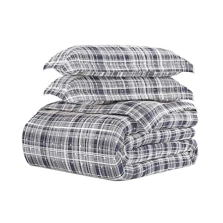 Kirklands Home Duvets|Navy Plaid Polka Dot 2-pc. Twin Duvet Cover Set