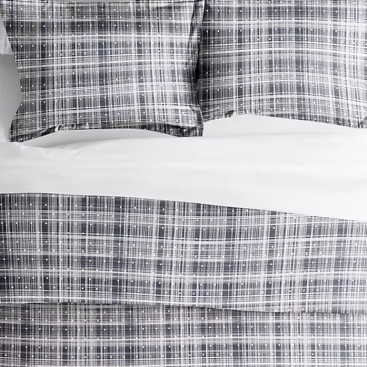 Kirklands Home Duvets|Navy Plaid Polka Dot 2-pc. Twin Duvet Cover Set