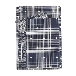 Kirklands Home Duvets|Navy Plaid Polka Dot 2-pc. Twin Duvet Cover Set
