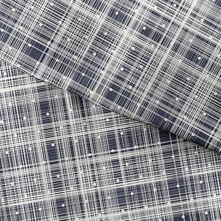 Kirklands Home Duvets|Navy Plaid Polka Dot 2-pc. Twin Duvet Cover Set