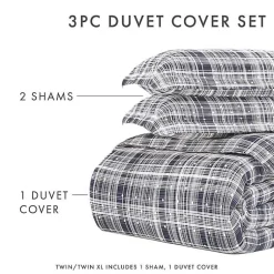 Kirklands Home Duvets|Navy Plaid Polka Dot 2-pc. Twin Duvet Cover Set