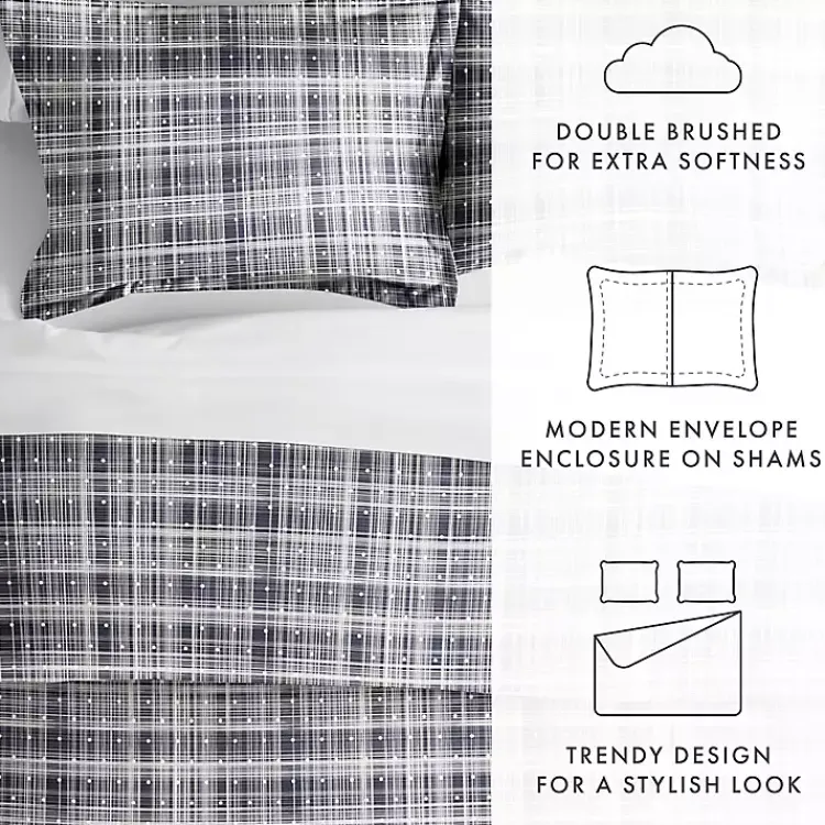 Kirklands Home Duvets|Navy Plaid Polka Dot 2-pc. Twin Duvet Cover Set