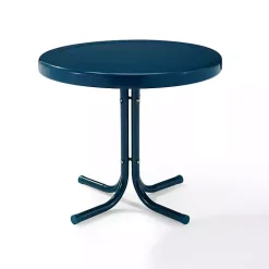Kirklands Home Outdoor Tables|Navy Retro Metal Outdoor Side Table Blue
