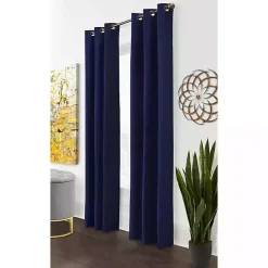 Kirklands Home Curtains & Drapes|Navy Room Darkening Curtain Panel Set, 84 in. Blue