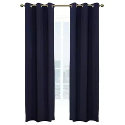 Kirklands Home Curtains & Drapes|Navy Room Darkening Curtain Panel Set, 95 in. Blue