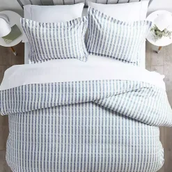 Kirklands Home Duvets|Navy Rugged Stripes Puffed 3-pc. King Duvet Set Blue