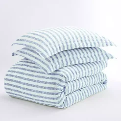 Kirklands Home Duvets|Navy Rugged Stripes Puffed 3-pc. King Duvet Set Blue