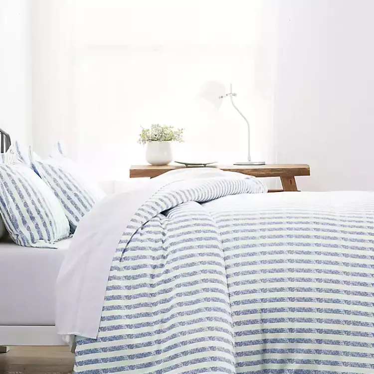 Kirklands Home Duvets|Navy Rugged Stripes Puffed 3-pc. Queen Duvet Set