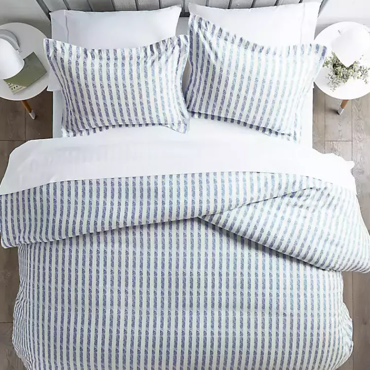 Kirklands Home Duvets|Navy Rugged Stripes Puffed 3-pc. Queen Duvet Set