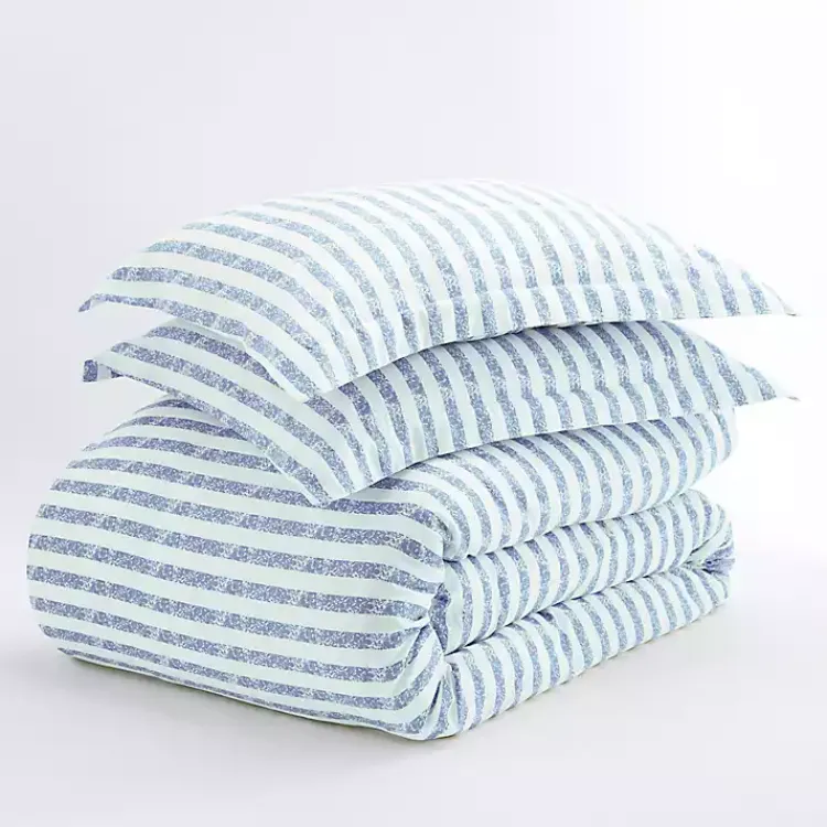 Kirklands Home Duvets|Navy Rugged Stripes Puffed 3-pc. Queen Duvet Set