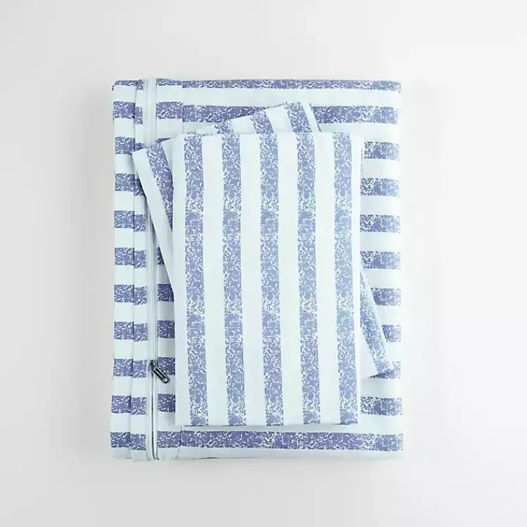 Kirklands Home Duvets|Navy Rugged Stripes Puffed 3-pc. Queen Duvet Set