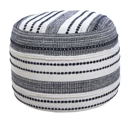 Best Navy Seaside Textured Stripe Pouf Poufs & Floor Cushions