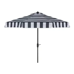 Kirklands Home Outdoor Accent Furniture|Navy Stripe Auto Tilt 9 ft. Outdoor Umbrella Blue