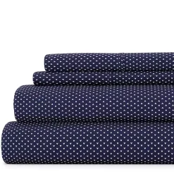 Kirklands Home Bed Sheets|Navy Tiny Hearts 3-pc. Twin Sheet Set Blue