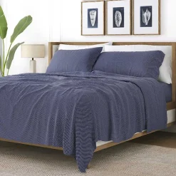 Kirklands Home Bed Sheets|Navy Tiny Hearts 3-pc. Twin Sheet Set Blue