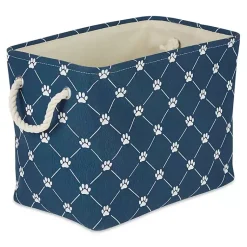Sale Navy Trellis Paw Print Storage Basket, 16 in. Baskets & Boxes