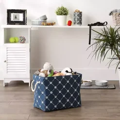 Sale Navy Trellis Paw Print Storage Basket, 16 in. Baskets & Boxes