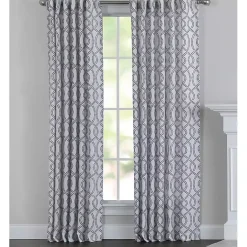 Kirklands Home Curtains & Drapes|Navy Trellis Woven Single Curtain Panel, 84 in.