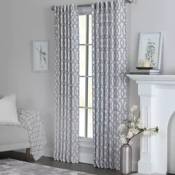 Kirklands Home Curtains & Drapes|Navy Trellis Woven Single Curtain Panel, 84 in.