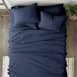 Kirklands Home Bed Sheets|Navy Ultra Soft 6-pc. California King Sheet Set Blue