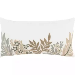 Best Neutral Blooms Hand Embroidered Lumbar Pillow Pillows