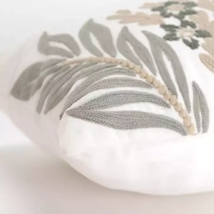 Best Neutral Blooms Hand Embroidered Lumbar Pillow Pillows