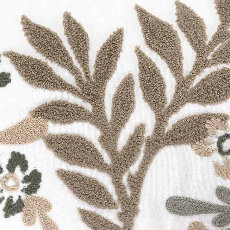 Best Neutral Blooms Hand Embroidered Lumbar Pillow Pillows