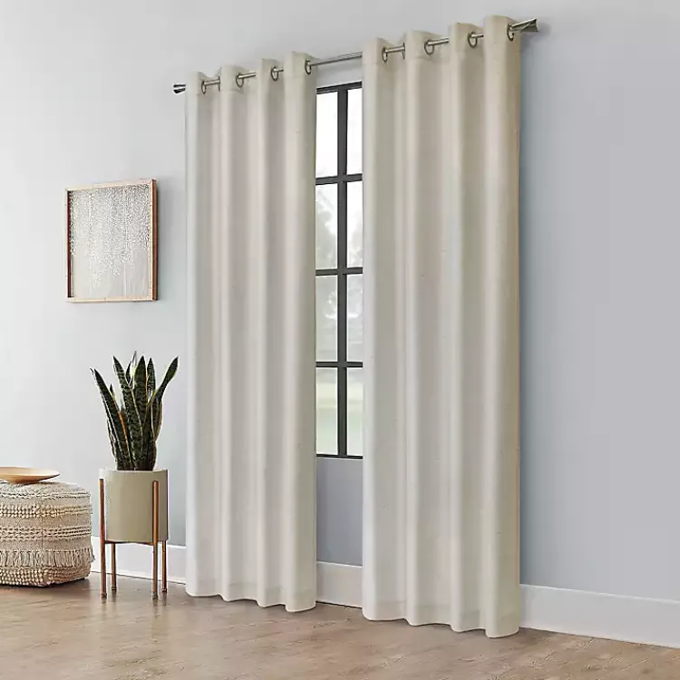Kirklands Home Curtains & Drapes|Neutral Light Filtering Curtain Panel, 84 in. Ivory