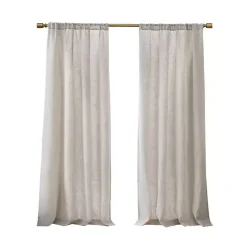 Kirklands Home Curtains & Drapes|Neutral Linen Blend Curtain Panel Set, 84 in Tan