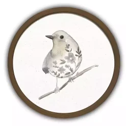 Kirklands Home Framed Art|Neutral Sage Bird II Round Framed Art Print