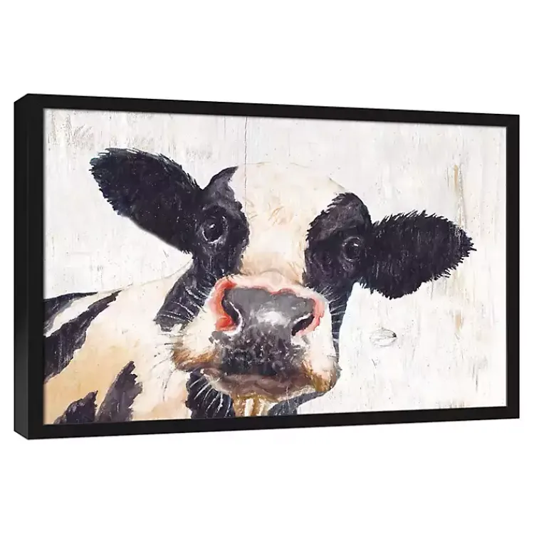 Kirklands Home Framed Art|Neutral Staring Cow Framed Canvas Art Print