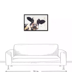Kirklands Home Framed Art|Neutral Staring Cow Framed Canvas Art Print