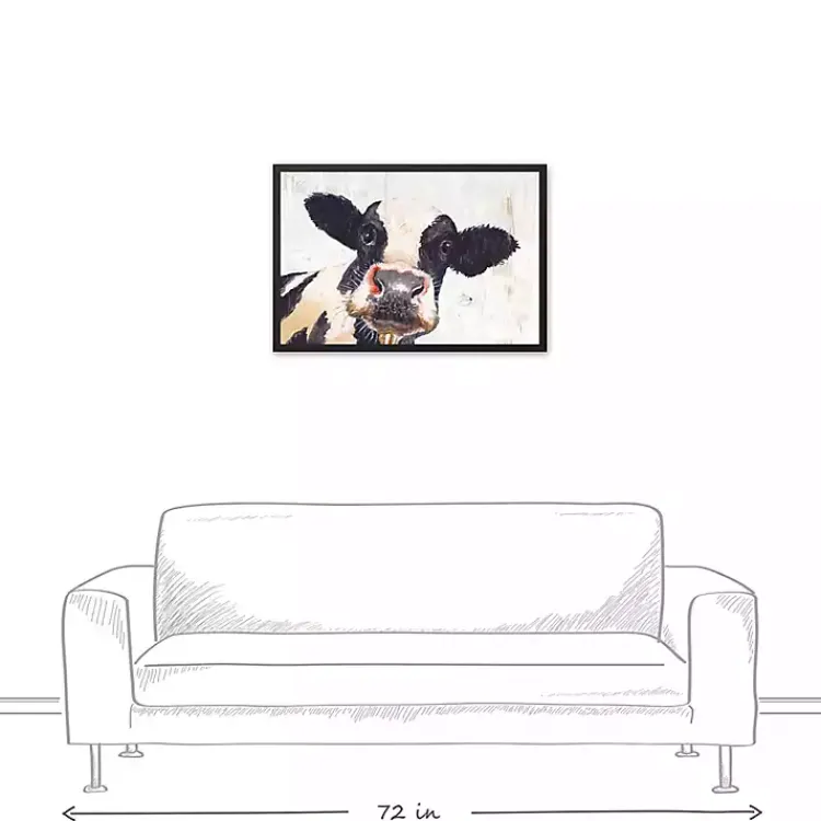 Kirklands Home Framed Art|Neutral Staring Cow Framed Canvas Art Print