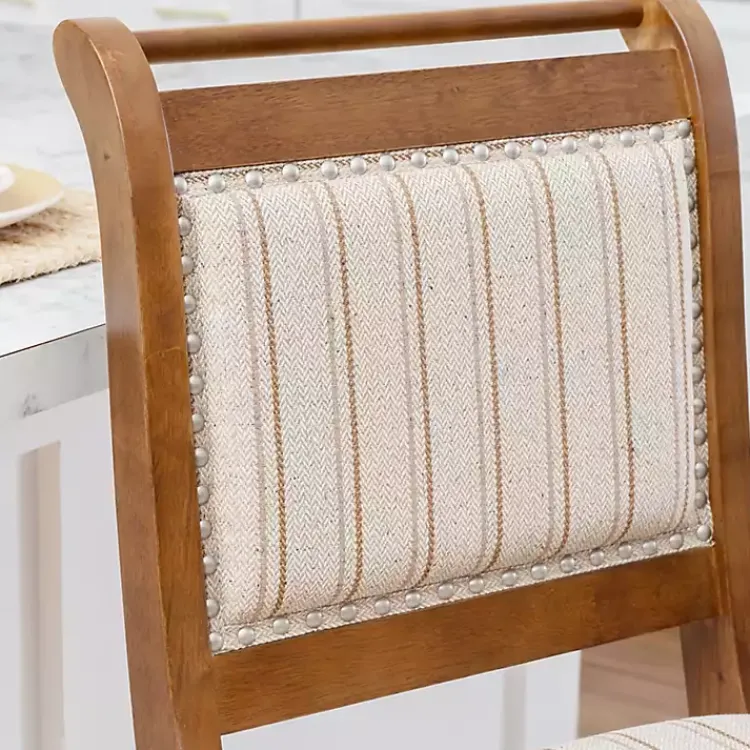 Kirklands Home Bar Stools & Counter Height Stools|Neutral Stripes Upholstered Emmy Counter Stool Tan