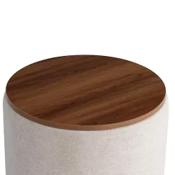 Kirklands Home Benches & Ottomans|Neutral Upholstered Nesting Ottomans, Set of 2 Ivory